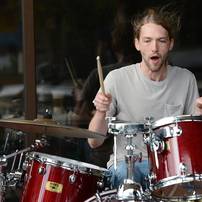 The Fortytwo drummer Chad Sturdivant performs during the AnnArbor.com Summer Concert series on Friday afternoon. Melanie Maxwell I AnnArbor.com